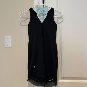 Ivivva girl size 12 black sport tennis dress crossback with mesh trim